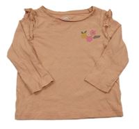 Svetloružové tričko s kvietkami F&F