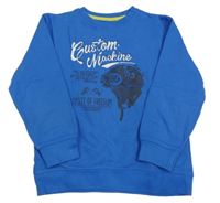 Modrá mikina s nápisom a helmou Blue seven