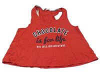 Červený crop top s nápisem New Look