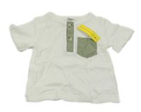 Nové - Bílo-khaki mušelínové tričko