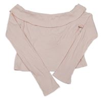 Svetloružové rebrované crop tričko s volnými rameny H&M