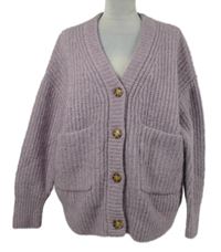 Dámsky svetlofialový prepínaci rebrovaný oversized sveter Zara