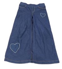 Tmavomodré široké rifľové džegíny so srdiečkami H&M