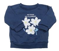 Tmavomodrá mikina s kvietkami Primark