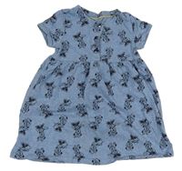 Světlemodré melírované bavlněné šaty s Minnie Disney