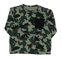 Khaki-tmavošedé army triko s kapsičkou 