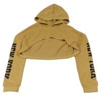 Béžová crop mikina s kapucňou