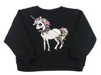 Čierna mikina s překlápěcími flitre H&M