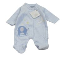 Nové - Světlemodrý sametový overal se slonem vel.2,5-3,5kg
