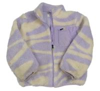 Lila-smotanová vzorovaná huňatá podšitá bunda zn. H&M