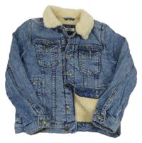 Modrá riflová zateplená bunda s beránkem Lc waikiki