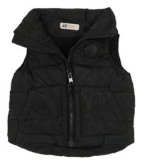 Čierna šušťáková zateplená vesta s nášivkou H&M