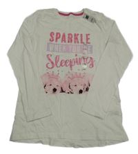 Nové - Bílé pyžamové triko s pejsky a nápisem Dunnes