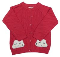 Tmavorůžový propínací svetr s mraky F&F