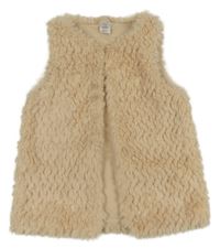 Béžová kožušinová podšitá vesta