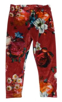 Červeno-květované sametové legíny Next