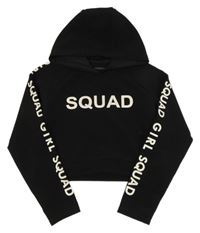 Khaki rebrovaná športová crop mikina s nápisom a kapucňou Yd.