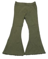 Khaki žebrované flare kalhoty Next 