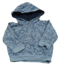 Svetlomodrá melírovaná mikina s medveďmi a kapucňou Topomini