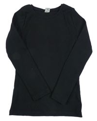 Čierne rebrované tričko Tu