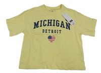 Nové - Žluté crop tričko s nápisem F&F