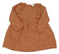 Broskvové bodkovaná é pletené šaty s volánikmi H&M