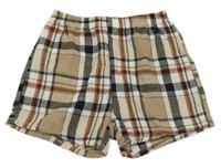 Hnedo-bielo-čierne kockované kraťasy