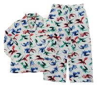 Bílé flanelové pyžamo s dinosaury Matalan