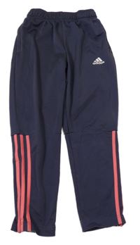 Tmavomodré športové tepláky s logom Adidas