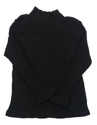 Čierny rebrovaný sveter Shein