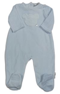 Svetlomodrý zamatový overal s medvedíkom Bluess Baby