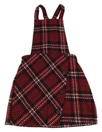 Čierno-červeno-biela kockovaná na traká sukňa Matalan
