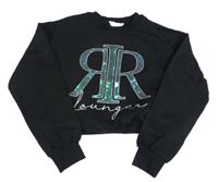 Čierna crop mikina s logem z flitrů River Island