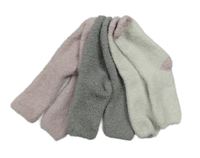 Nové - 3x - Růžové + šedé + bílé huňaté třpytivé ponožky vel. 35-38