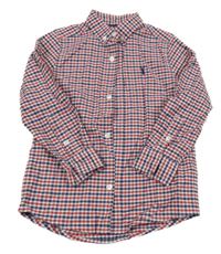 Tmavomodro-červeno-bílá kostkovaná košile Next