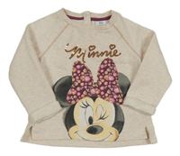 Broskvová melírovaná mikina s Minnií Disney