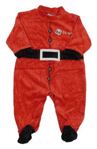 Červeno-černý sametový plyšový overal - Santa Cherokee