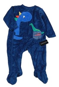 Nové - Tmavomodrý sametový overal s dinosaurem Dunnes