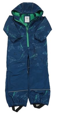 Tmavomodrá softshellová kombinéza s dinosaury a kapucí Sinsay