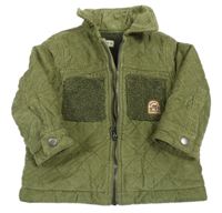 Khaki manšestrová zateplená bunda F&F