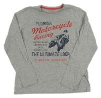 Sivé melírované tričko s motorkou a nápisom Tchibo