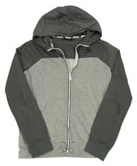 Šedo-tmavošedá propínací sportovní mikina s kapucí Nike 