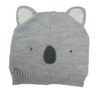 Šedá pletená podšitá čepice se zvířátkem Mothercare