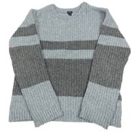 Sivý pruhovaný rebrovaný vlnený sveter Kiabi