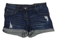 Tmavomodré rifľové kraťasy s vyšúchaním Pepperts