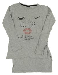 Sivá melírovaná tunika s nápisom Page one young