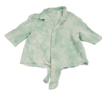 Zeleno-biela batikovaná mušelínová crop blúzka H&M