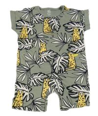 Sivý bavlnený kraťasový overal s leopardmi F&F