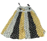 Farebné kvietkovane midi šaty s volánikmi Zara