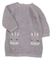 Fialovo-farebné melírované žinylkové šaty s jednorožcami Primark